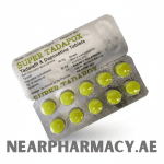 Blister pack of Super Tadapox tablets containing round yellow pills. The packaging label reads “Tadalafil & Dapoxetine Tablets,” indicating its use for erectile dysfunction and premature ejaculation treatment.