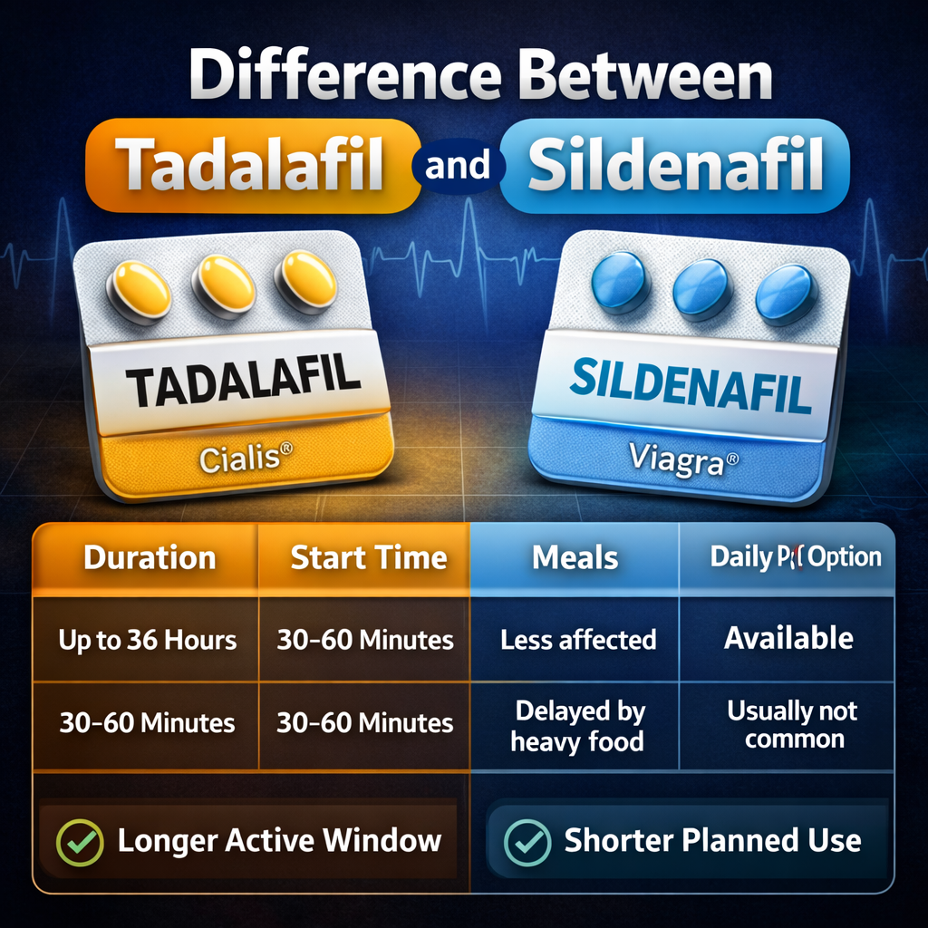 Difference Between Tadalafil and Sildenafil