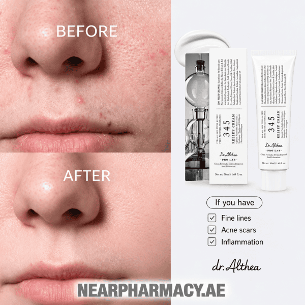 Dr. Althea 345 Relief Cream 50ml tube and packaging for acne-prone and sensitive skin.