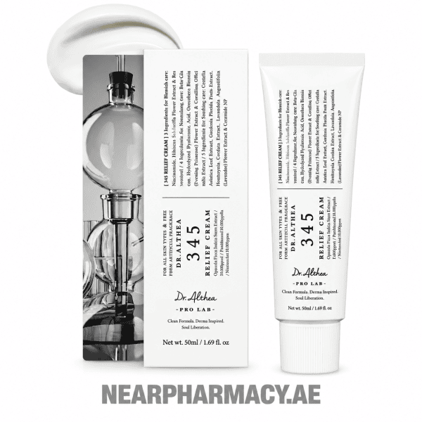 Dr. Althea 345 Relief Cream 50ml tube and packaging for acne-prone and sensitive skin.