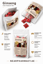Ginseng Five-Treasure Tea herbal blend in individual tea bags