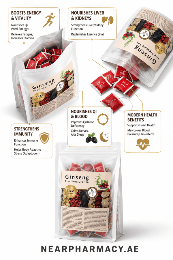 Ginseng Five-Treasure Tea – Herbal Tea Blend with Ginseng