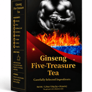Ginseng Five-Treasure Tea herbal tea with ginseng, maca, mulberry leaf, goji berry, red date, longan, licorice and angelica