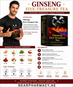 Ginseng Five-Treasure Tea herbal tea with ginseng, maca, mulberry leaf, goji berry, red date, longan, licorice and angelica