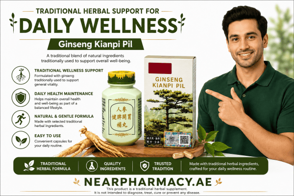 Ginseng Kianpi Pil traditional herbal supplement bottle and box