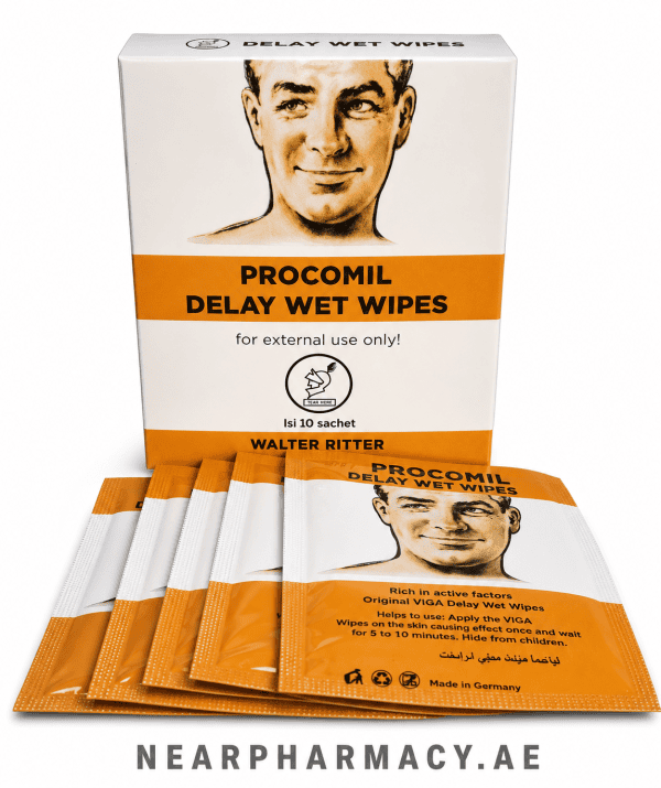 Procomil Delay Wet Wipes for External Use, 10 Individually Wrapped Sachets