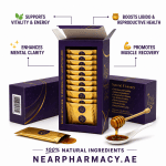 Premium Shilajit Honey with natural honey and shilajit extract in individual sachets