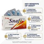 Snafi Tadalafil 5mg, 30 film-coated tablets for erectile dysfunction and BPH symptoms.