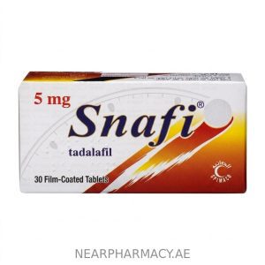 Snafi Tadalafil 5mg, 30 film-coated tablets for erectile dysfunction and BPH symptoms.