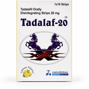 Tadalaf-20 20mg tadalafil orally disintegrating strips lemon flavour by Universal Healthcare