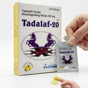 Tadalaf-20 20mg tadalafil oral disintegrating strips with sachet – lemon flavour