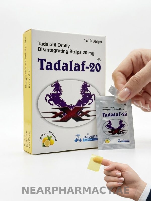 Tadalaf-20 20mg tadalafil oral disintegrating strips with sachet – lemon flavour