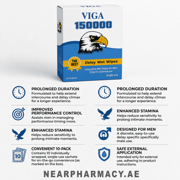 Viga 150000 Delay Wet Wipes for Men, 10 Sachets