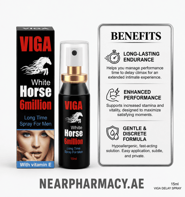 Viga White Horse 6 Million Long Time Spray for Men with Vitamin E, 15ml